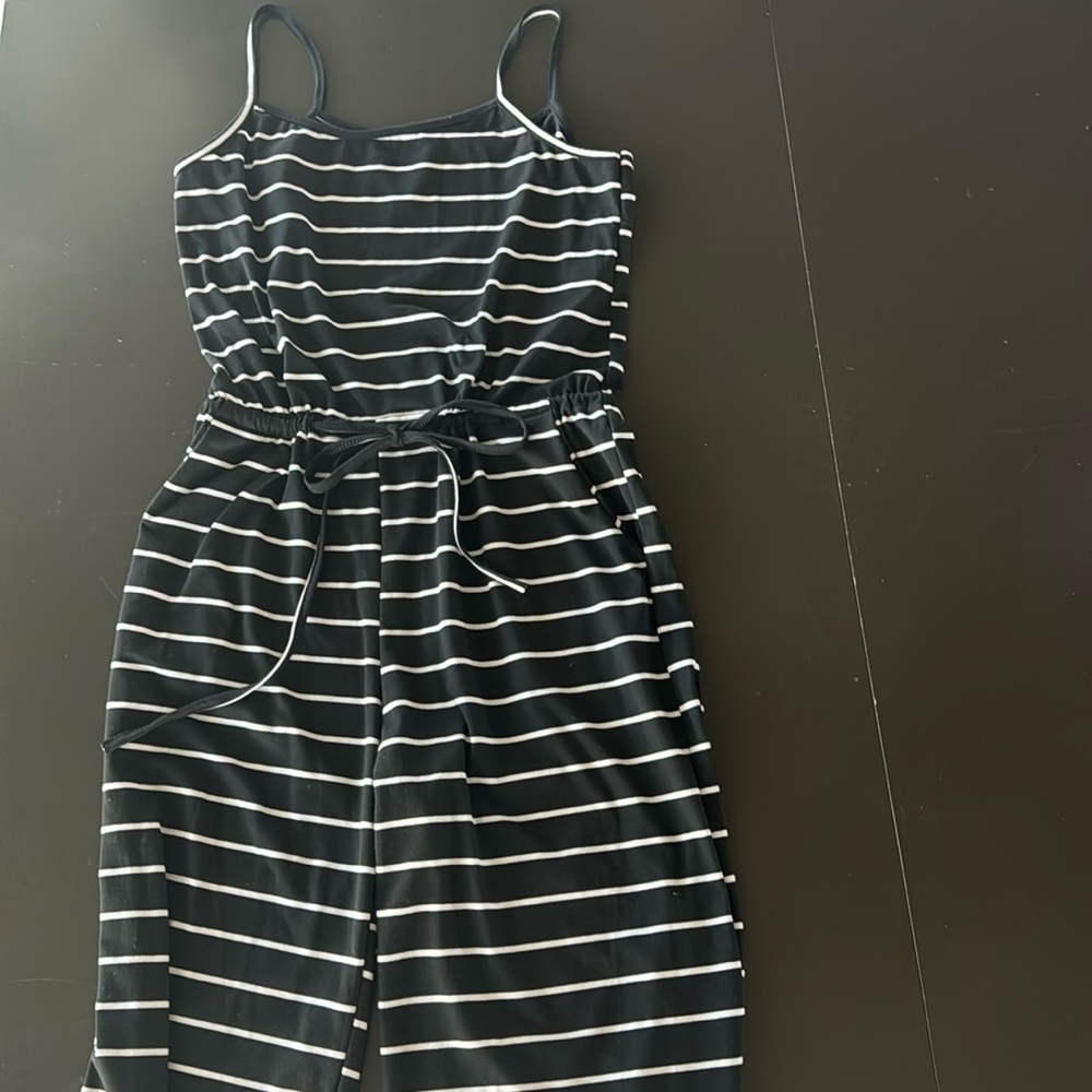 Black and White Striped Jumpsuit